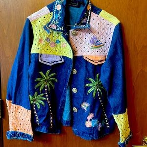 Tropical decorated New Direction jean jacket